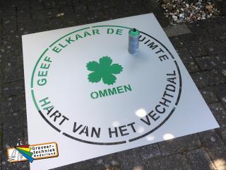 Grote aluminium herbruikbare spuitsjablonen voor bijvoorbeeld op straat, afstand houden ivm corona. 